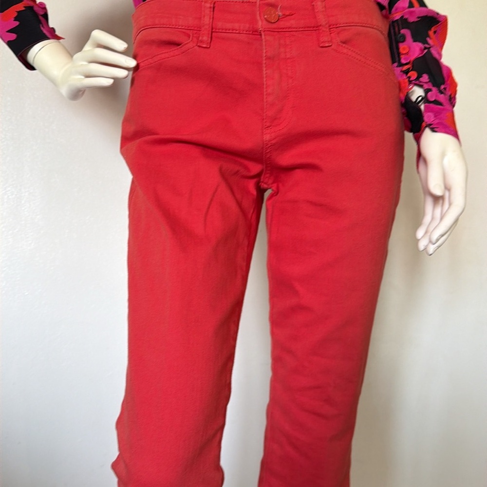 Tory Burch Emmy Ankle Reddish Orange Cigarrette Jeans - Picture 2 of 5